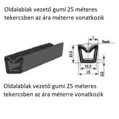   Oldalablak vezető gumi 25 méteres tekercsben az ára méterre vonatkozik