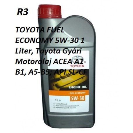 TOYOTA FUEL ECONOMY 5W-30 1 Liter, Toyota Gyári Motorolaj ACEA A1-B1, A5-B5; API SL-CF