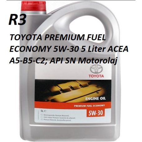 TOYOTA PREMIUM FUEL ECONOMY 5W-30 5 Liter ACEA A5-B5-C2; API SN Motorolaj 