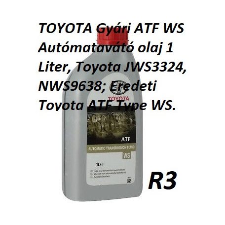 TOYOTA Gyári ATF WS Autómatavátó olaj 1 Liter, Toyota JWS3324, NWS9638; Eredeti Toyota ATF Type WS.