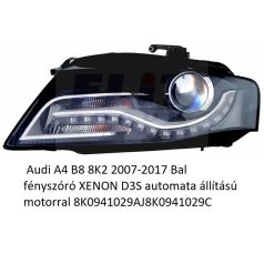    Audi A4 B8 8K2 2007-2017 Bal fényszóró XENON D3S automata állítású motorral 8K0941029AJ8K0941029C