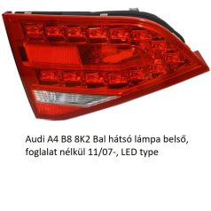   Audi A4 B8 8K2 Bal hátsó lámpa belső, foglalat nélkül 11/07-, LED type