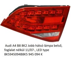    Audi A4 B8 8K2 Jobb hátsó lámpa belső, foglalat nélkül 11/07-, LED type 8K5945094B8K5 945 094 K