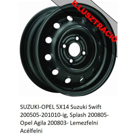  SUZUKI-OPEL 5X14 Suzuki Swift 200505-201010-ig, Splash 200805- Opel Agila 200803- Lemezfelni Acélfelni