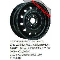   CITROEN PEUGEOT  Citroen C2 0311-,C3 0204-0911-,C3Pluriel 0306- C4 0411- Peugeot 1007 0505-,206 SW 0008-0902-,206CC 0103-0703,206Plus 0901-,307 0109-0812 