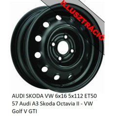   AUDI SKODA VW 6x16 5x112 ET50 57 Audi A3 Skoda Octavia II - VW Golf V GTI 