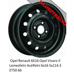    Opel Renault 6X16 Opel Vivaro II Lemezfelni Acélfelni 6x16 5x114.3 ET50 66 