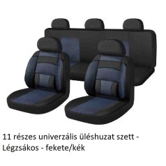   11 részes univerzális üléshuzat szett - Légzsákos - fekete/kék