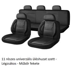   11 részes univerzális üléshuzat szett - Légzsákos - Műbőr fekete