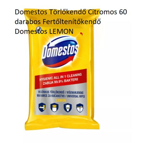 Domestos Törlőkendő Citromos 60 darabos Fertőltenítőkendő Domestos LEMON