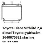 Toyota Hiace Vízhűtő 2,4 diesel Toyota gyáriszám 1640075321 starline 90.32.500