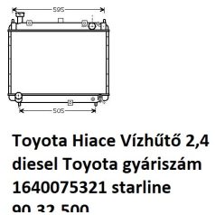   Toyota Hiace Vízhűtő 2,4 diesel Toyota gyáriszám 1640075321 starline 90.32.500