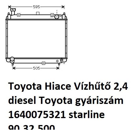 Toyota Hiace Vízhűtő 2,4 diesel Toyota gyáriszám 1640075321 starline 90.32.500