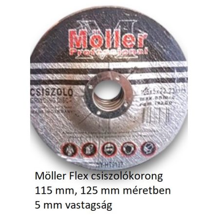Möller Flex csiszolókorong 115 mm, 125 mm méretben 5 mm vastagság