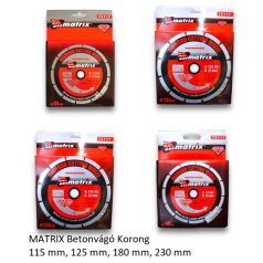 MATRIX Betonvágó Korong 115 mm, 125 mm, 180 mm, 230 mm 
