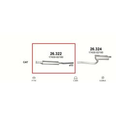   Kipufogódob, közép, Toyota Avensis, 1.6-2.0, 1997.10-2000.07