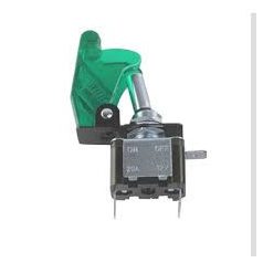 Billenőkapcsoló, zöld, 12V, 20A