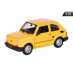 Makett autó, 1:21 PRL FIAT 126p, sárga.