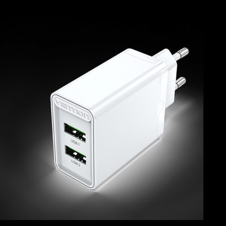 Vention USB-A+A (2port, 18W/18W,fehér), töltő