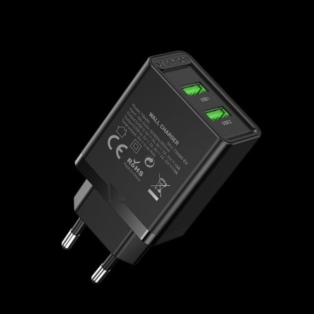 Vention USB-A+A (2port, 18W/18W,fehér), töltő