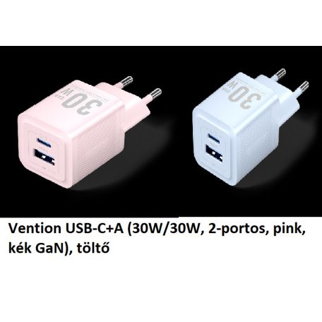 Vention USB-C+A (30W/30W, 2-portos, GaN), töltő