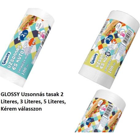 GLOSSY Uzsonnás tasak-táska 2 Literes, 3 Literes, 5 Literes, Kérem válasszon