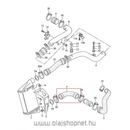 Intercooler cső Turbócső
