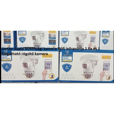 Jortan dupla biztonsági kamera Wifi infravörös 1 fix és 1 forgatható rögzítő kamera
