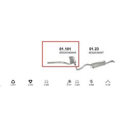 Kipufogódob, közép, Audi A4, 1.9, 1996-2001.09