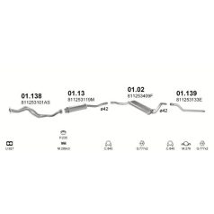   Kipufogócső, hátsó, Audi 80/Coupe 1.3/1.6/1.8, 1982.08-1984.07