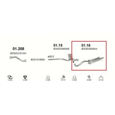 Kipufogódob, hátsó, Audi A4, 1.6, 1997-2001.09