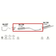   Kipufogódob, közép, Citroen Xsara, 1.4-1.8, 1999.03-2000.08