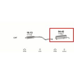   Kipufogódob, hátsó, Citroen Saxo Hatchback, 1.0-1.6, 1996-2004