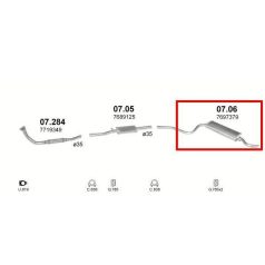 Kipufogódob, hátsó, Fiat Cinquecento, 0.7-0.9, 1992-1998