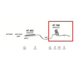 Kipufogódob, hátsó, Fiat Albea, Siena, 1.2-1.6, 1996-