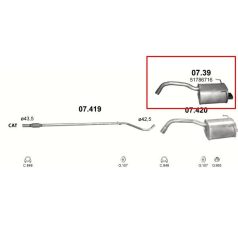   Kipufogódob, hátsó, Fiat 500 Cabrio, Hatchback, 1.2, 2007-2010.05