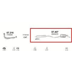   Kipufogódob, hátsó, Lancia Y Hb, Fiat Punto Hb, 1.2-1.4, 1993-2003.12