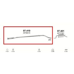 Kipufogócső, közép, Fiat Punto II, 1.2. 1999-2005