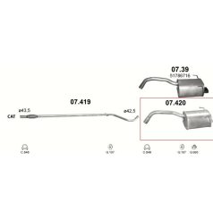   Kipufogódob, hátsó, Fiat Panda, 500, Ford KA II, 1.1-1.2, 2003-2012.4