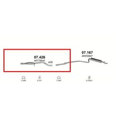 Kipufogócső, Fiat Seicento Hatchback, 1.1, 2000-