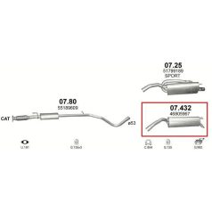 Kipufogódob, hátsó, Fiat Stilo, 1.4-1.9, 2001-2007