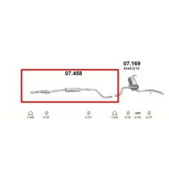 Kipufogódob, közép, Fiat Albea Sedan, 1.2, 2002-2006