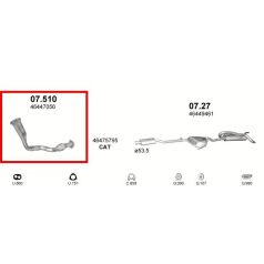   Kipufogódob, első, Fiat Brava, Bravo, Marea, 1.6, 1995-2003
