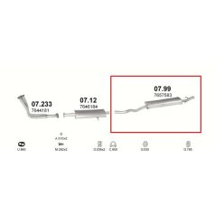 Kipufogódob, hátsó, Fiat Tempra, 1.4-1.6, 1990-1992