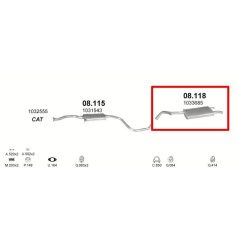   Kipufogódob, hátsó, Ford Escort 1.6, sedan, 1.6, 1995-2001.09