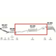   Kipufogódob, közép, Ford Galaxy, Seat Ahambra, 1.9, 1994-2006.02