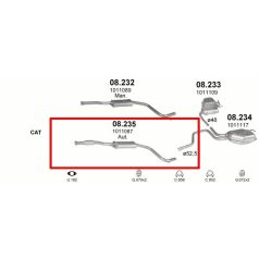 Kipufogódob, közép, Ford Mondeo, 2.0, 1993-1997.04