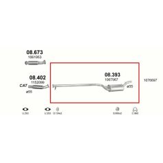 Kipufogódob, küzép, Ford Focus, 1.8, 1998-2004.09