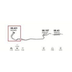   Kipufogó, leömlőcső, Ford Fiesta Hatchback, Van, 1.0-1.1, 1990.07-1992.10