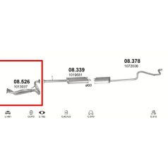   Kipufogócső, hátsó, Ford Transit Bus, Tourneo Bus, 2.5D, 1994-2000